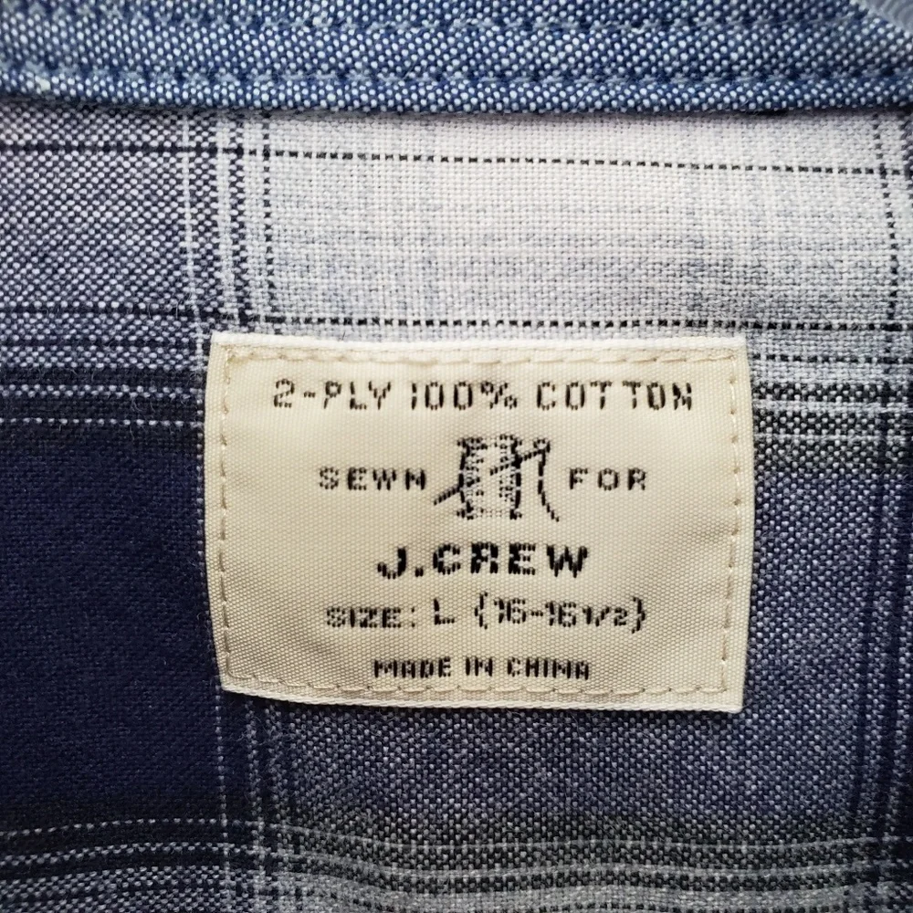 J Crew Navy Gray Plaid Button down L‎